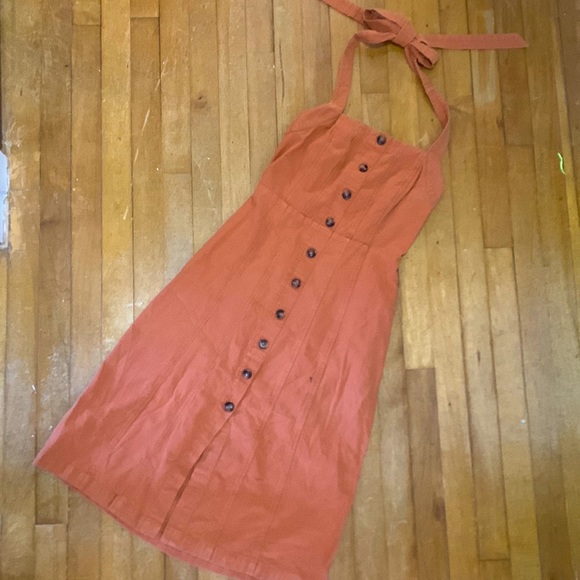 Moon River Burnt Orange Halter Dress - Picture 3 of 5